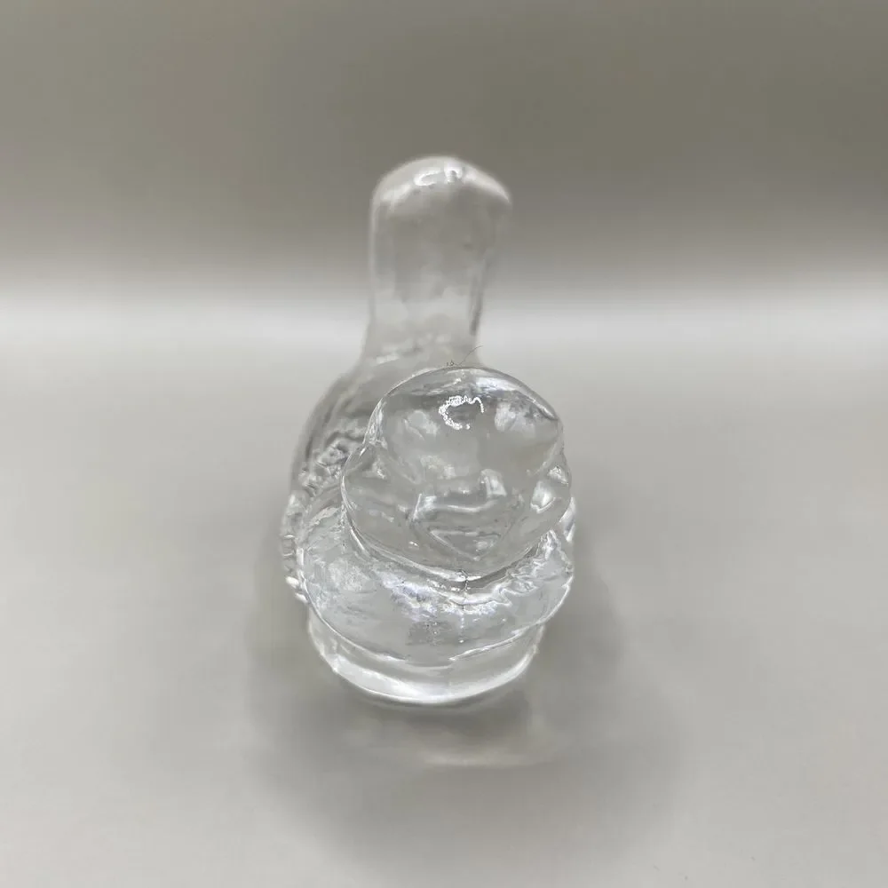 Vintage Clear Glass Bird Figurine Biederman Candle Holder Chickadee 2